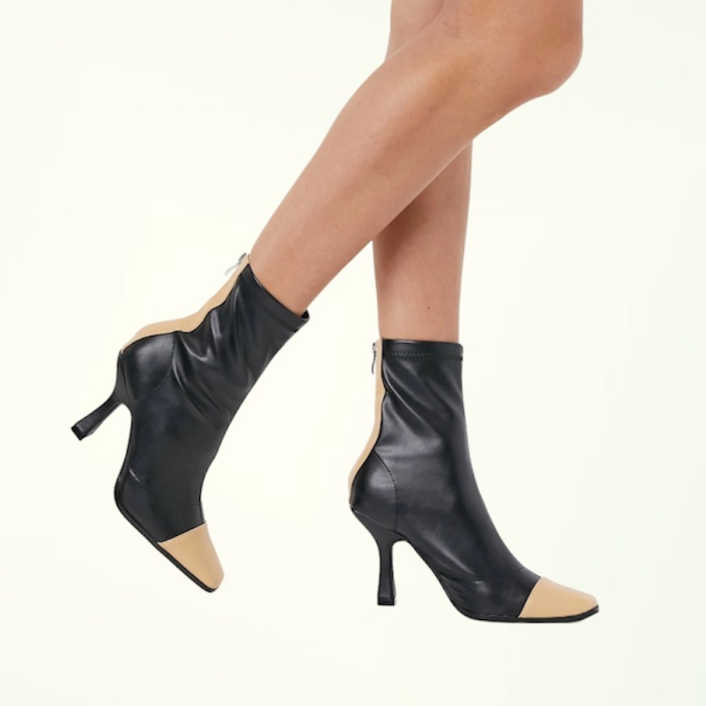 Public Desire Black and Tan Heeled Boots